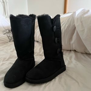 tall black button ugg boots
